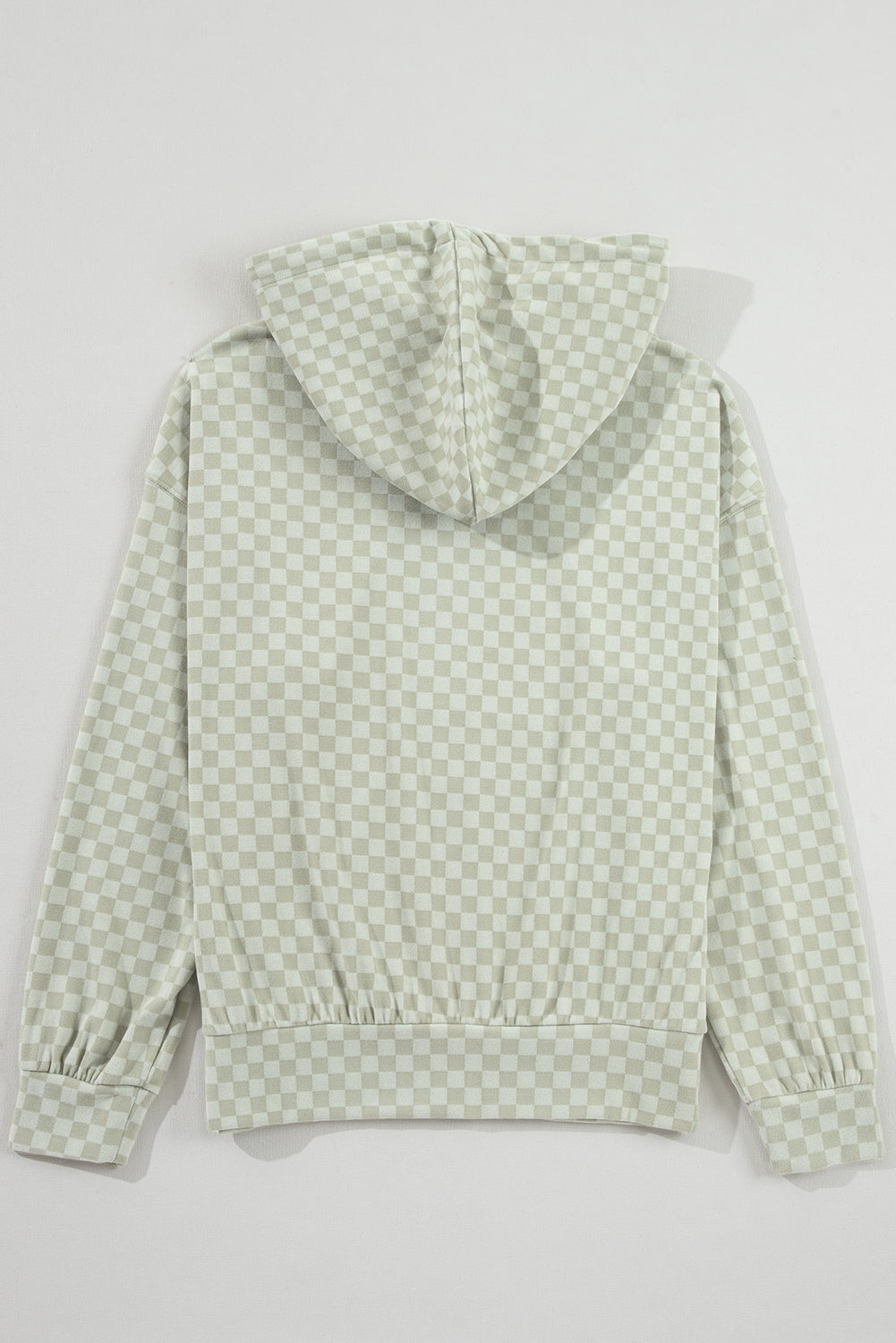 Khaki Checkered Kangaroo Pocket Hoodie