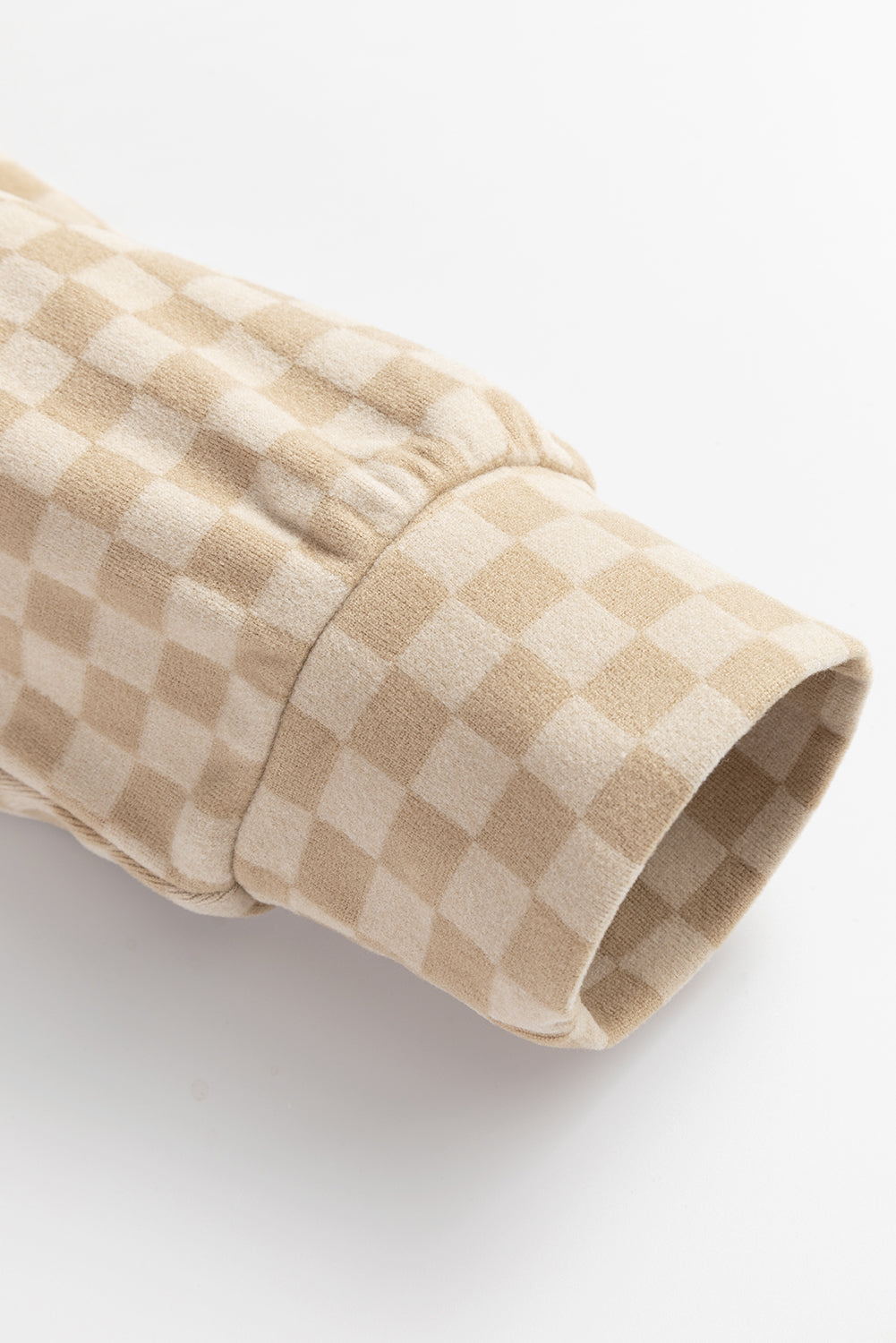 Khaki Checkered Kangaroo Pocket Hoodie