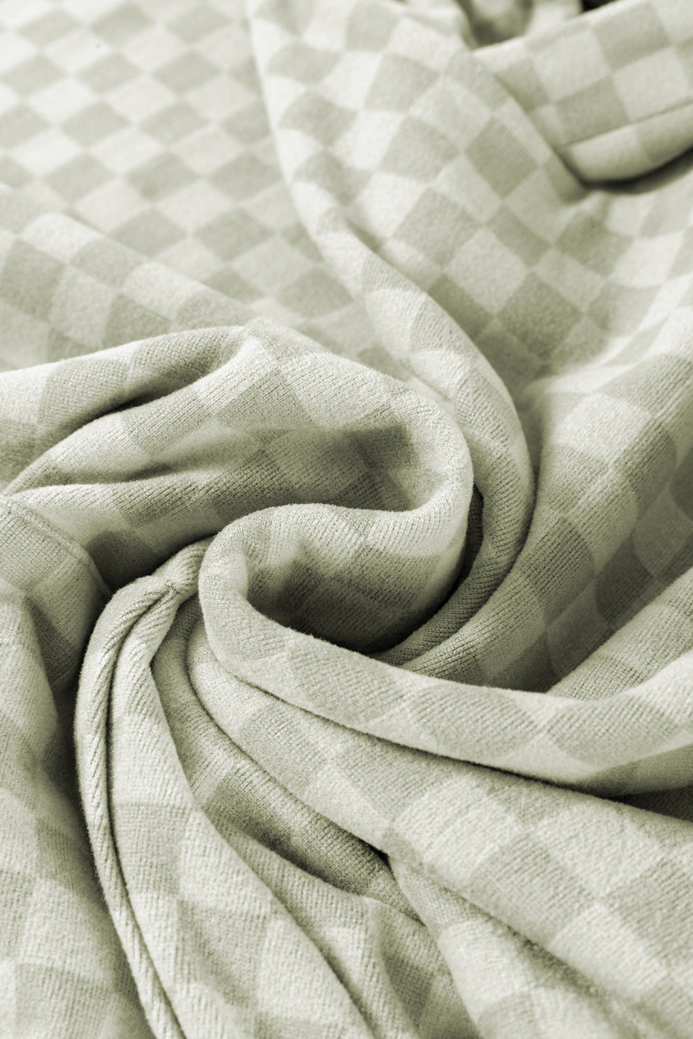 Khaki Checkered Kangaroo Pocket Hoodie